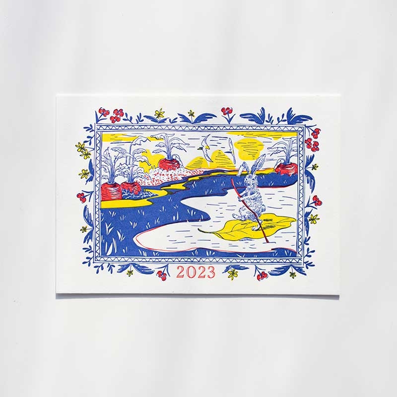 2023 New Year Card - Rowing Rabbit