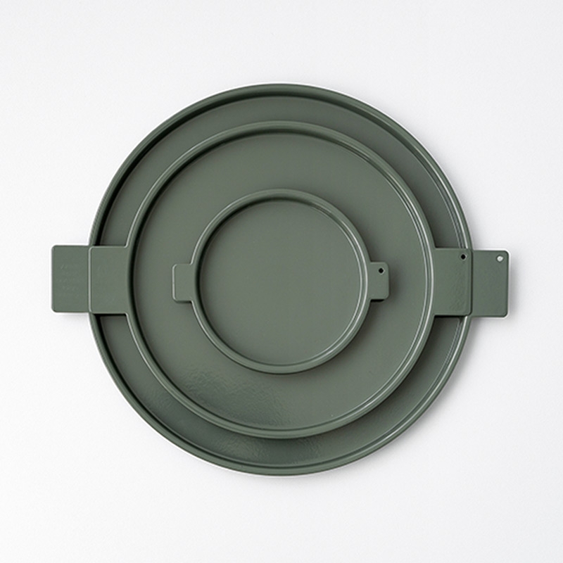Colored Aluminum Round Tray - Old Green