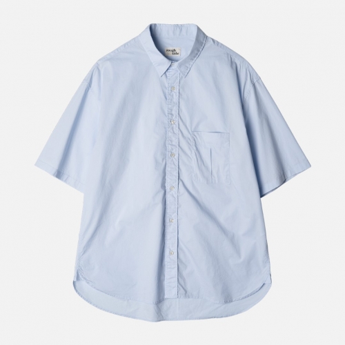러프사이드 rough side Shirring Half Shirt Light Blue